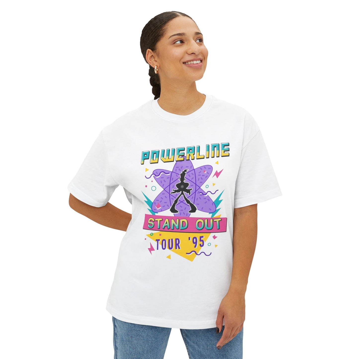 Powerline Tour '95 Oversized Boxy Tee - Unisex Graphic T-Shirt